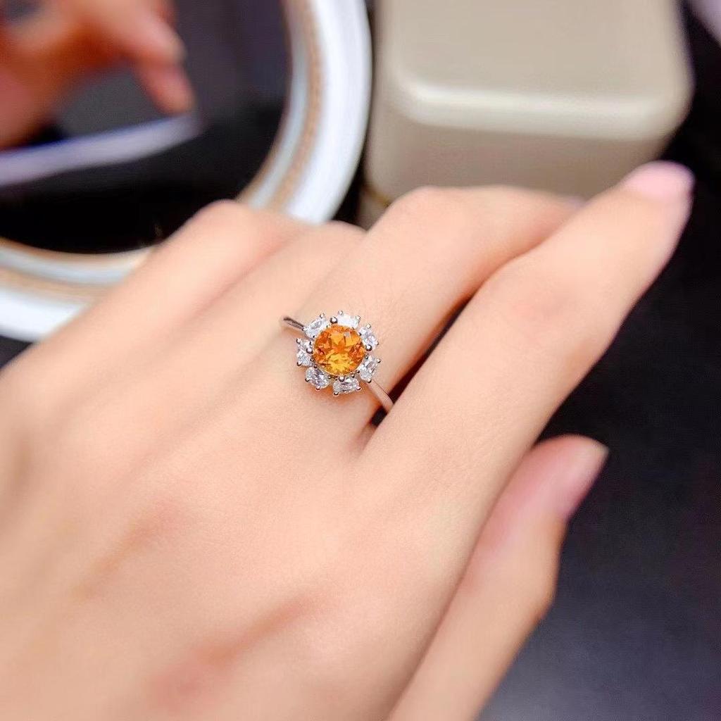 2022 Stylish Yellow Zircon Rhinestone Adjustable Index Ring for Wealth Attraction
