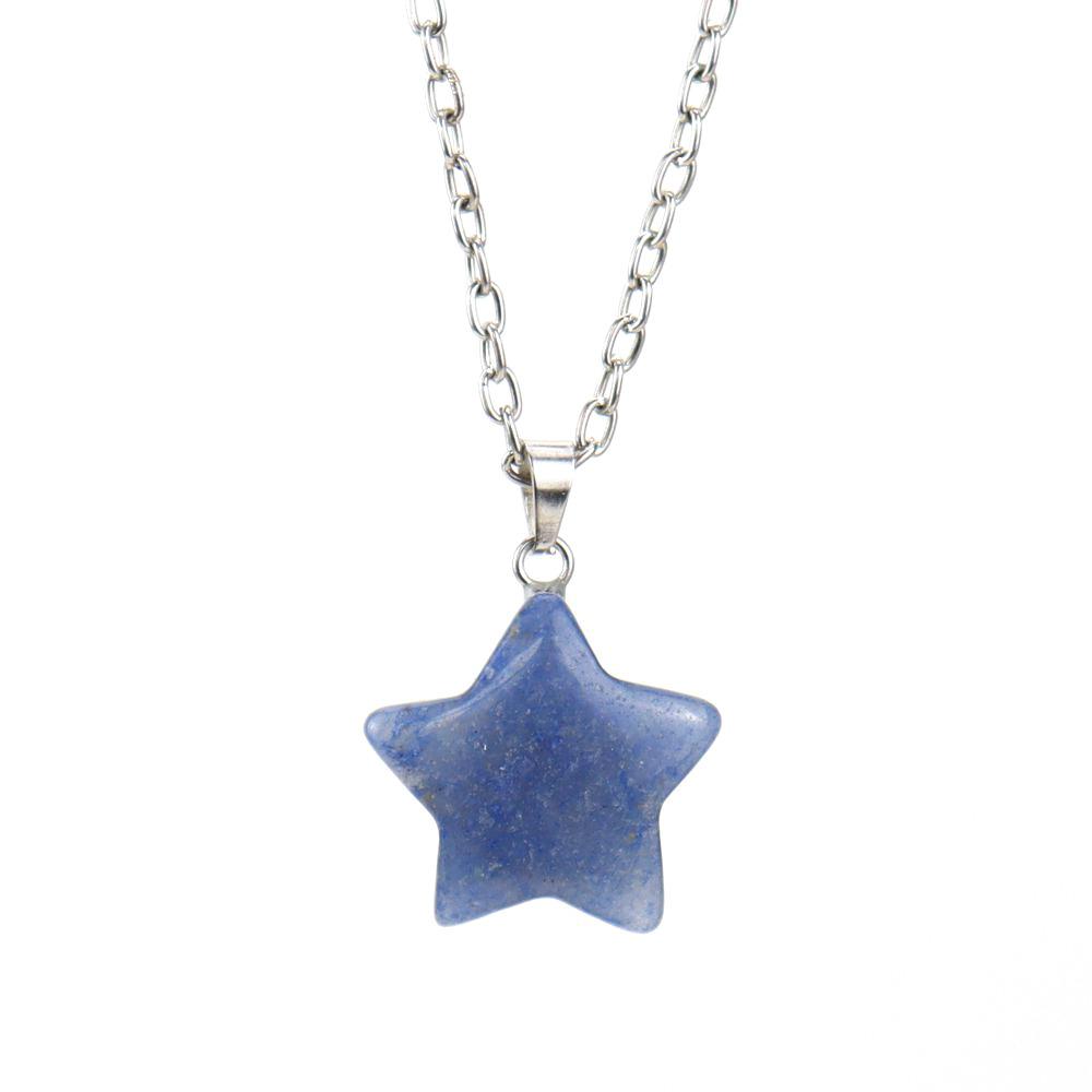 Natural Crystal Rough Stone Pendant, Five-Pointed Star Necklace, Small Star Jewelry Accessories N676