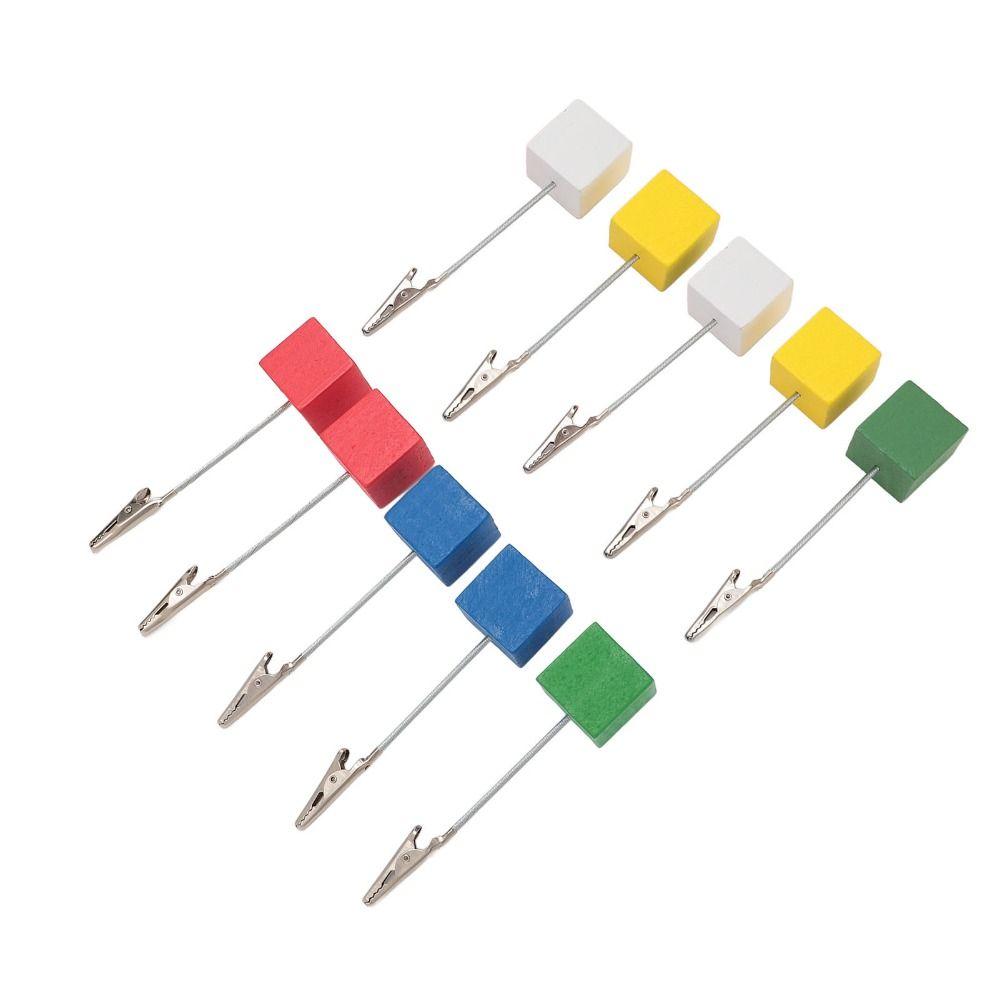 10Pcs Multi-Color Table Number Stand with Crocodile Clasp Wooden Block Photo Holder  Table Setting