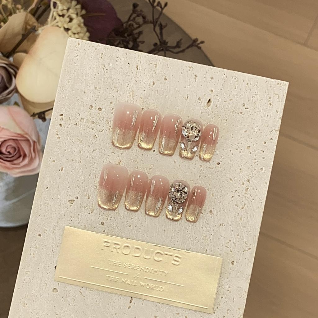 Naked Pink Gradient Golden Cat Eye Magic Mirror Powder Big Round Diamond Dawn Flower Removable Wearable Armor