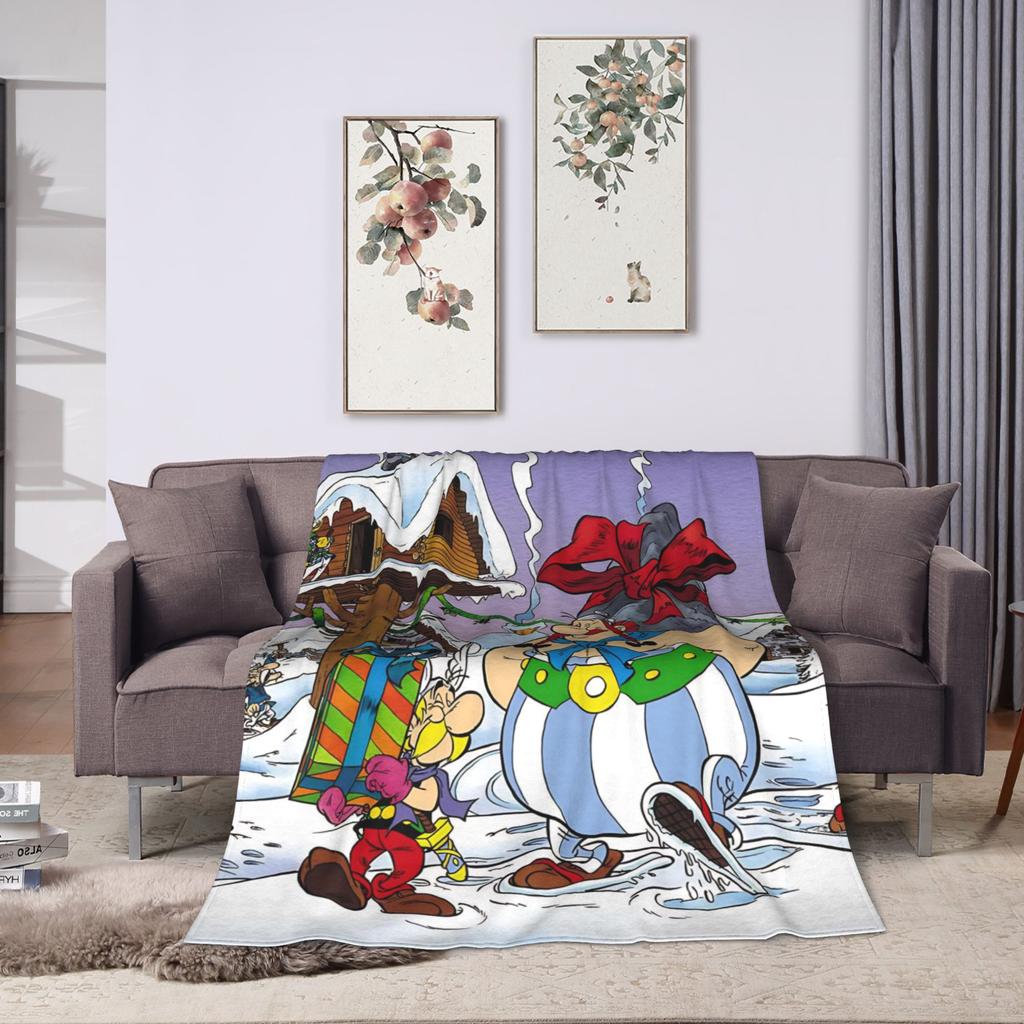 Coperta in Flanella di Asterix e Obelix Calda Morbida Plaid per Divano Sedia Picnic Stampa Copriletto Copri Divano Letto