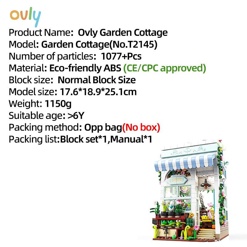 

Ovly Garden Cottage Greenhouse Building Block Sunlight Flower House MOC Toy Educational Decorative Ornaments Block Kit Children s Birthdays Gift