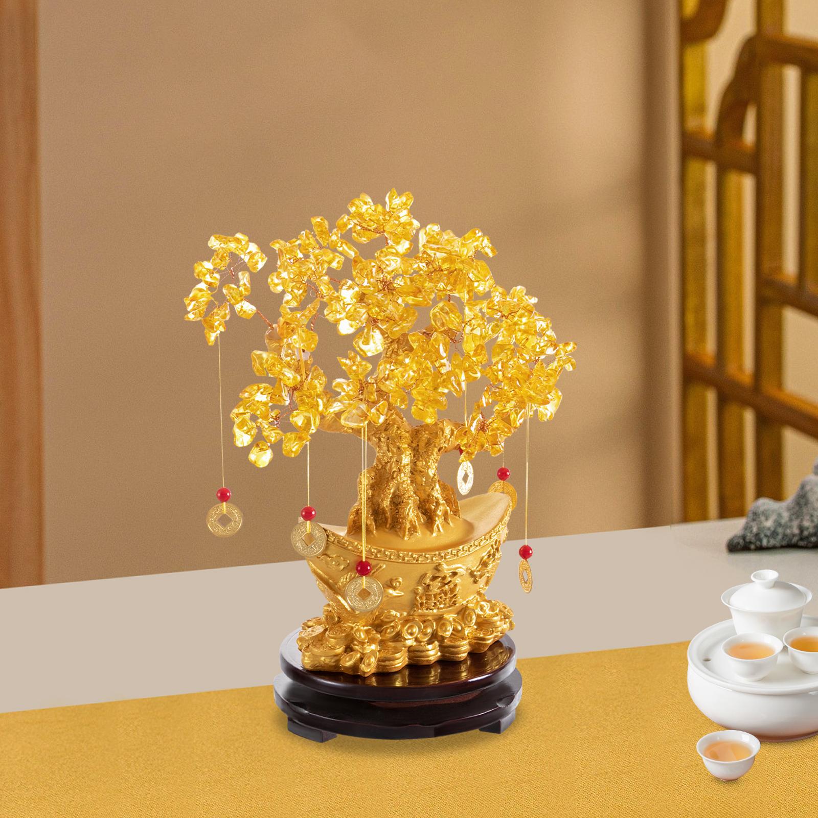 

Golden Resin Money Tree Decoration,28cm/32cm Tabletop Ornament Assembly Required for Wealth& Luck