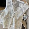 DIMANAF 2025 New Short Vest T-Shirt Women Sleeveless Buttons Knitting Lace Vest V-Neck Summer Style Basic Tops Tees