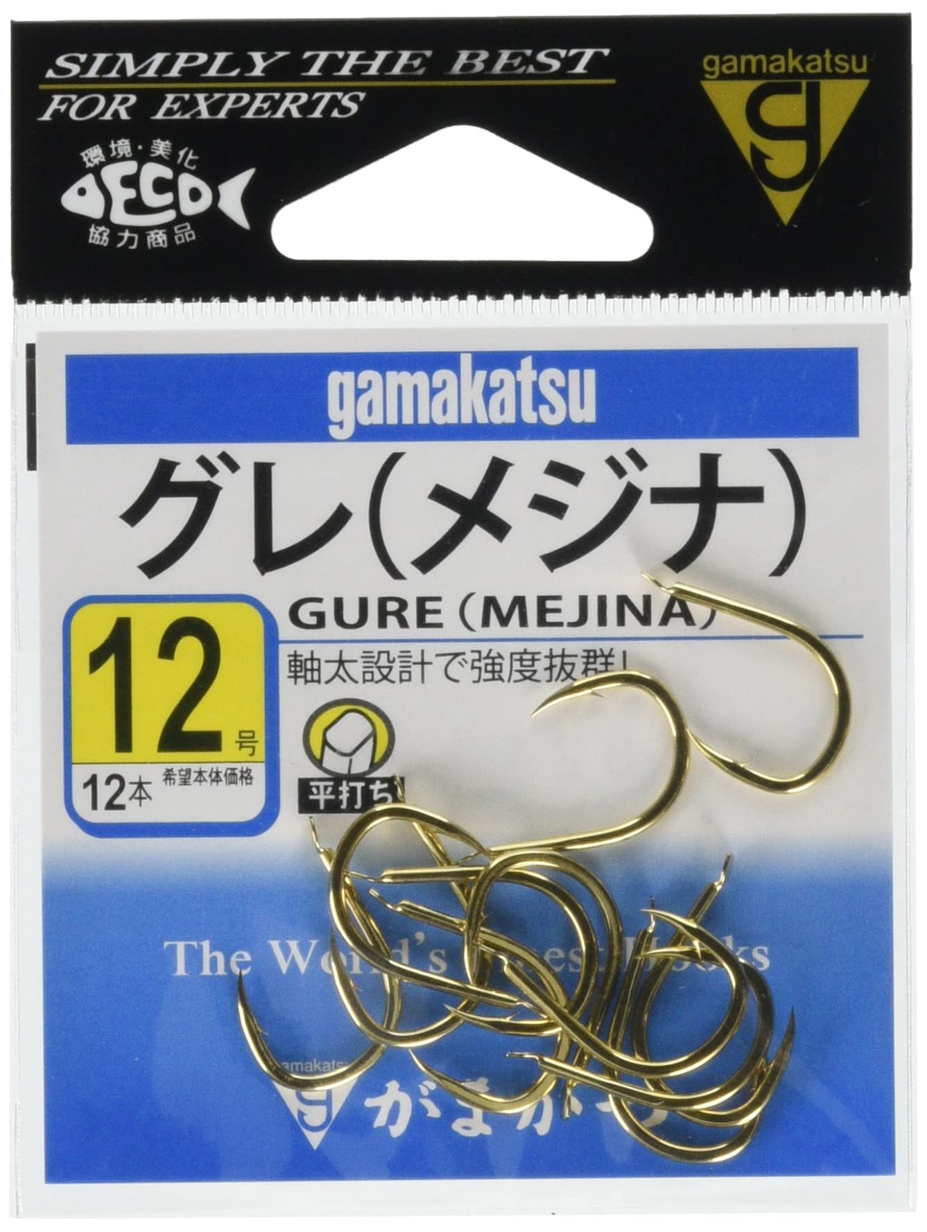 

Gamakatsu Greyfish (Mejina) Hook Gold No. 12 Fishing Hook