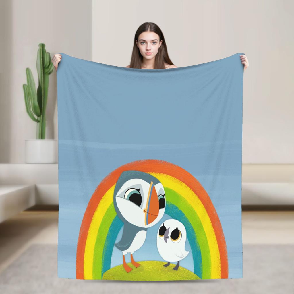 Puffins Rocks Plush Blankets Students Flannel Throw Blanket For Home Decor Soft Warm Design Quality Bedspread Birthday Present