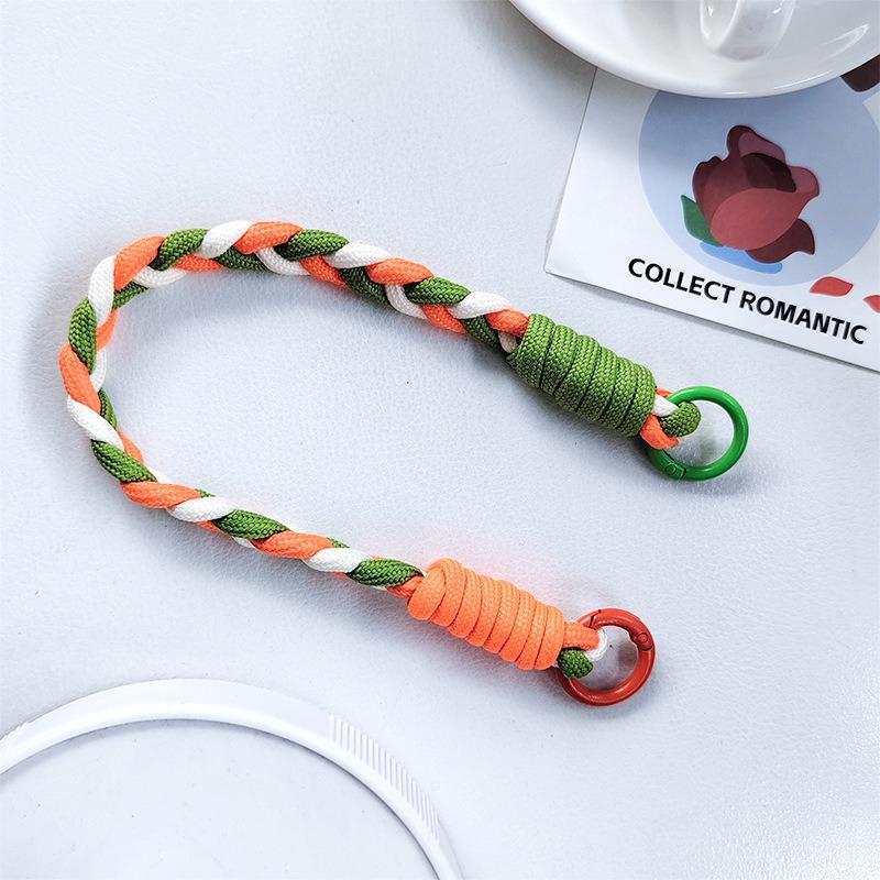 Dopamine Color Braided Three-strand Twist Short Rope Mobile Phone Lanyard Water Cup Keychain Universal Portable