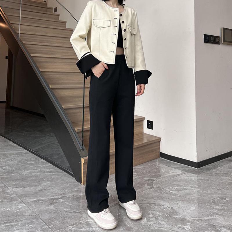 

Женские брюки с высокой талией, утягивающие, прямого кроя - Универсальные, Повседневные, Свободные, Спортивные и Драпирующиеся для весны и осени XL (65-70kg)