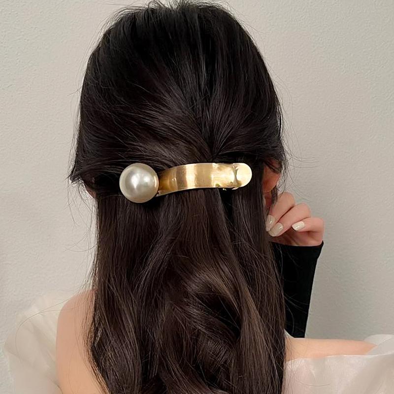 Fashion Metal Pearl Hair Clip Temperament Duckbill Grip Clip  Hairpin Hair Styling Tools Women Girls Hair Accessories Barrette