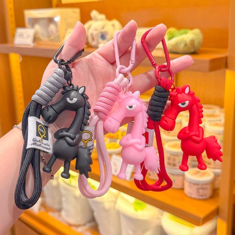 Cute Horse Silicone Keychain Stylish Lanyard Design Portable Key Ring Fun Cartoon Animal Bag Pendant Accessory 2026 Holiday Gift