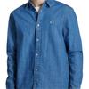 Tommy Hilfiger Logo Embroidered Long Sleeve Button-Up Shirt Men shirts Blue DM0DM21102-1A5