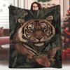 Extra Large Tiger & Jungle Wildlife Blanket - 60"x80" (152x203cm) Super Soft Flannel All-Season Cozy Throw, Vibrant Tiger Face