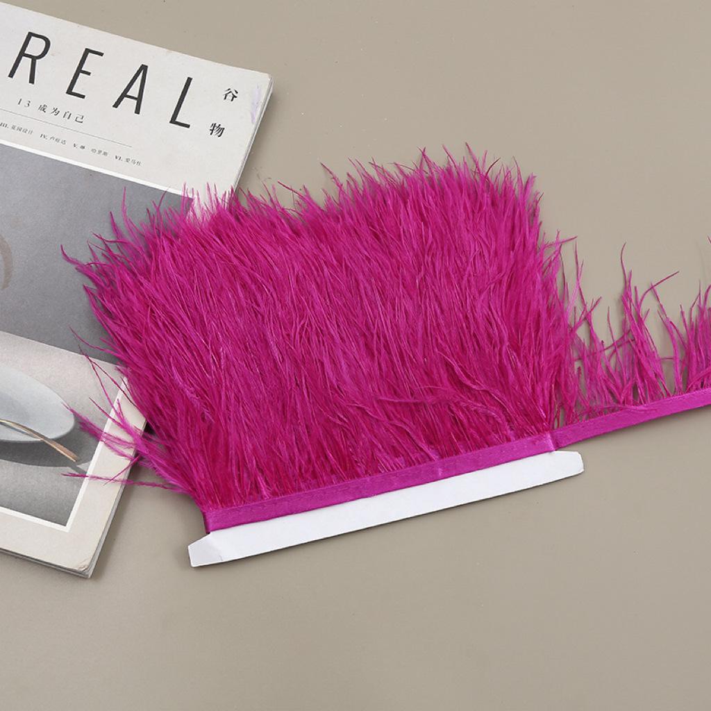 Color 8-10 Cm Ostrich Hair Cloth Edge Clothing Cuffs Hem Ostrich Feather Strips Cloth With Accessories Lace