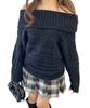 WEGO PHILLY Volume Size Black Off-the-Shoulder Knit, Women's, F,