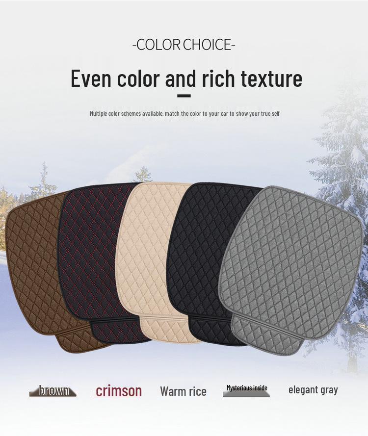 Breathable Linen Car Seat Cushion Set - Four Seasons, Small Waist, Half-Wrapped, 7-Piece