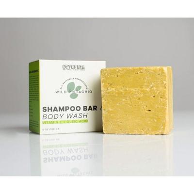 | Shampoo-Riegel | Natürliches Waschmittel für Haar und Haut | All-in-One-Reiniger | Wilde Pistazie | 100 % vegan | 140 g