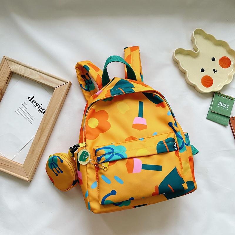 Shoulder Dual Charming Backpack For Kids With Floral Graphical Design Perfect For Use Daily