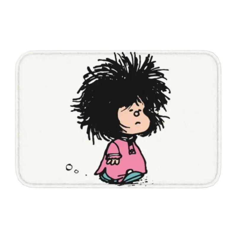Cartoon Hübsches Mädchen Fußmatte Retro Mafalda Manga Vorderer Boden Eingangsbereich Matte Quino Manga Cartoon Badezimmer Teppich Küchenmatte