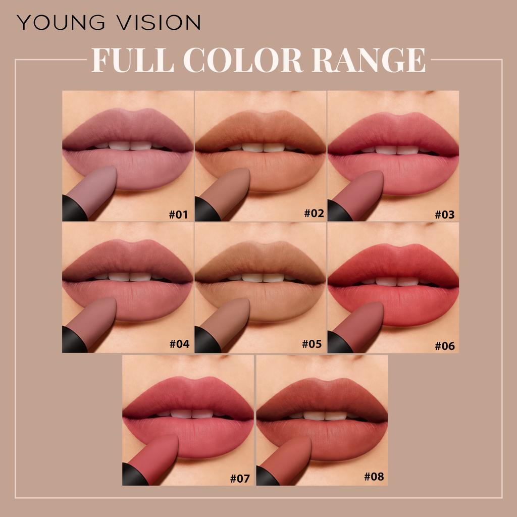 YOUNG VISION Matte Lipstick 8 Colors Velvet Long Lasting Hydrating Lip Cream Moisturizing Makeup