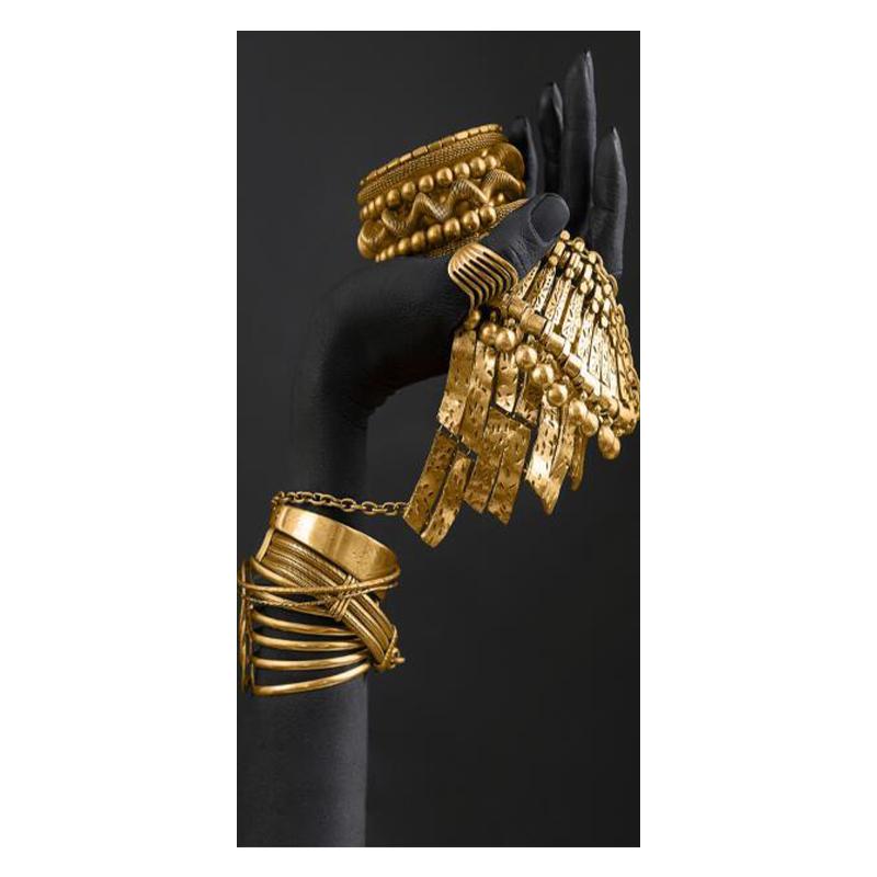 

Черная рука с золотыми украшениями, холст, картины на стенах, плакаты и принты, африканское искусство, современные картины, украшение стены дома, фон 20x40cm