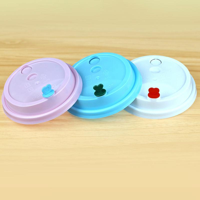 Disposable Coffee Cup Lids Stoppers Injection Caps Heart-Shaped Circle Plug Takeaway Packing Milk Tea Cups Leak Proof Plug