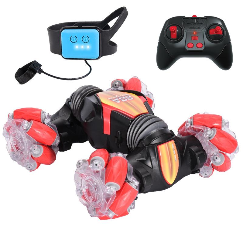 Gesture sensing four-wheel-drive drifting off-road Soft music remote control car Toy four-wheel-drive remote control SUV Aerial gesture красный