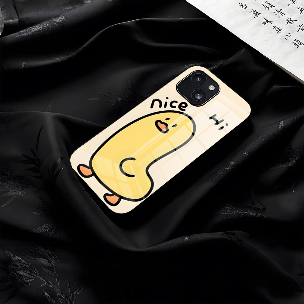 

Cute Cartoon Duck Phone Case For IPhone 17 Pro Max 16 15 14 Pro Max 13 11 Plus Glass Cover iPhone 13 Pro