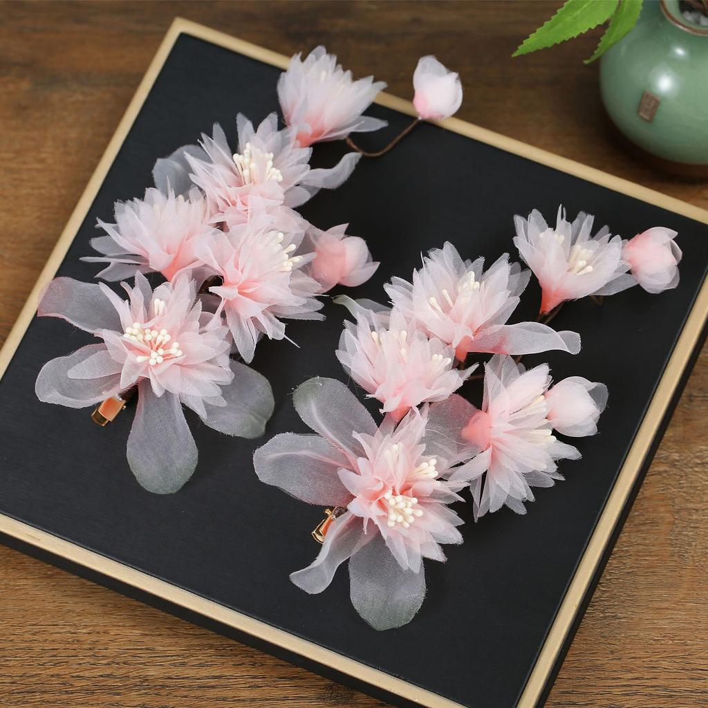 Flower Hair Clips Forks Chinese Hanfu Hair Accessories for Women Hairpin Fork Handmade Vintage Wedding Hair Jewelry Retro Crowns for Girl and Women