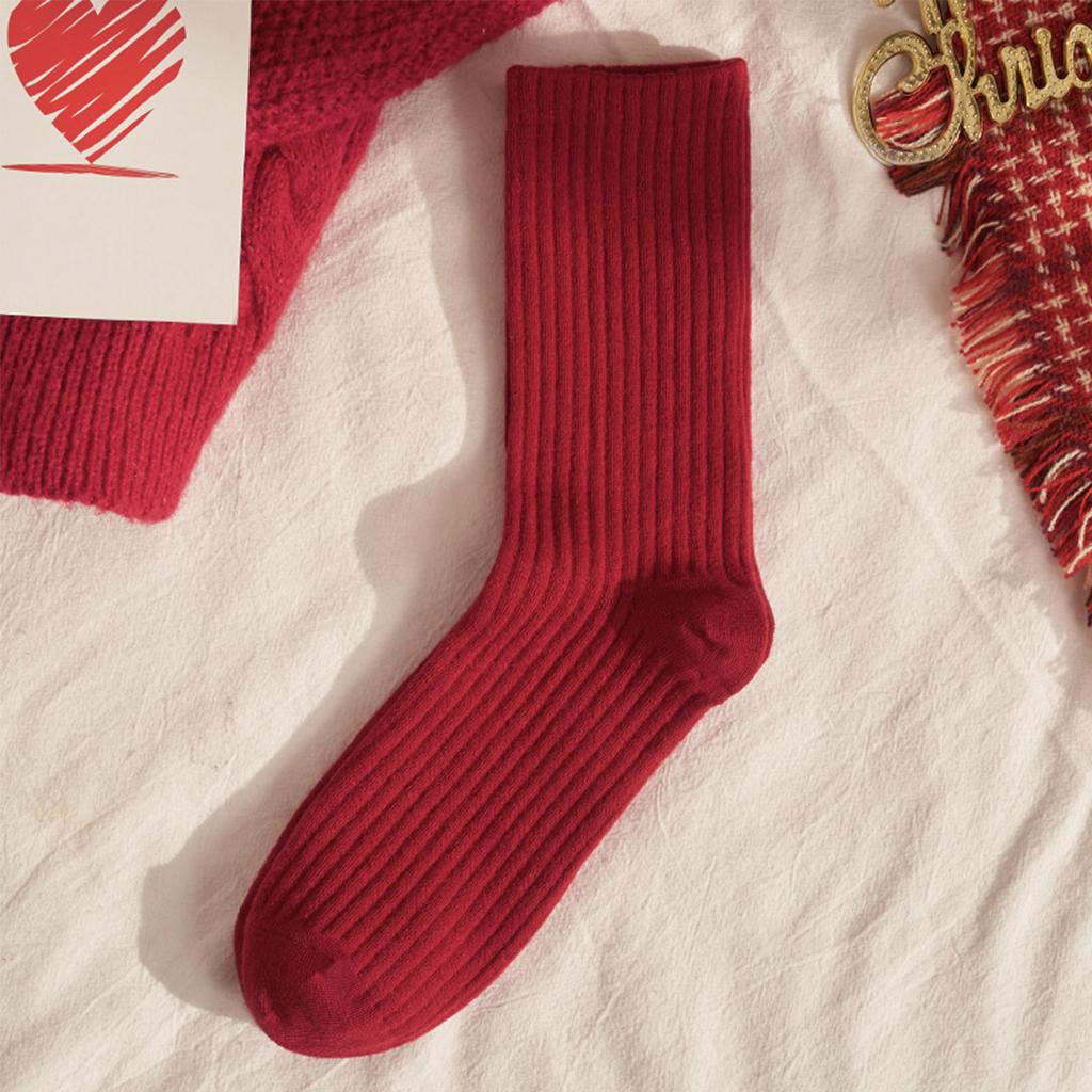 Female Autumn and Winter Thickened All Take This Year Marriage Red Tube Cotton Socks