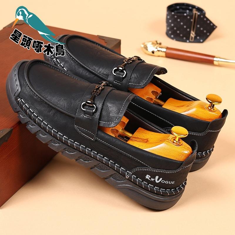 Повседневная деловая дышащая мужская обувь 2025 осень кожаная обувь мужская нескользящая мягкая подошва удобная кожаная обувь 38