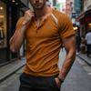 Men Casual Three Button Short Sleeve Henley Shirt Trim Raglan Crewneck Lightweight Summer Top