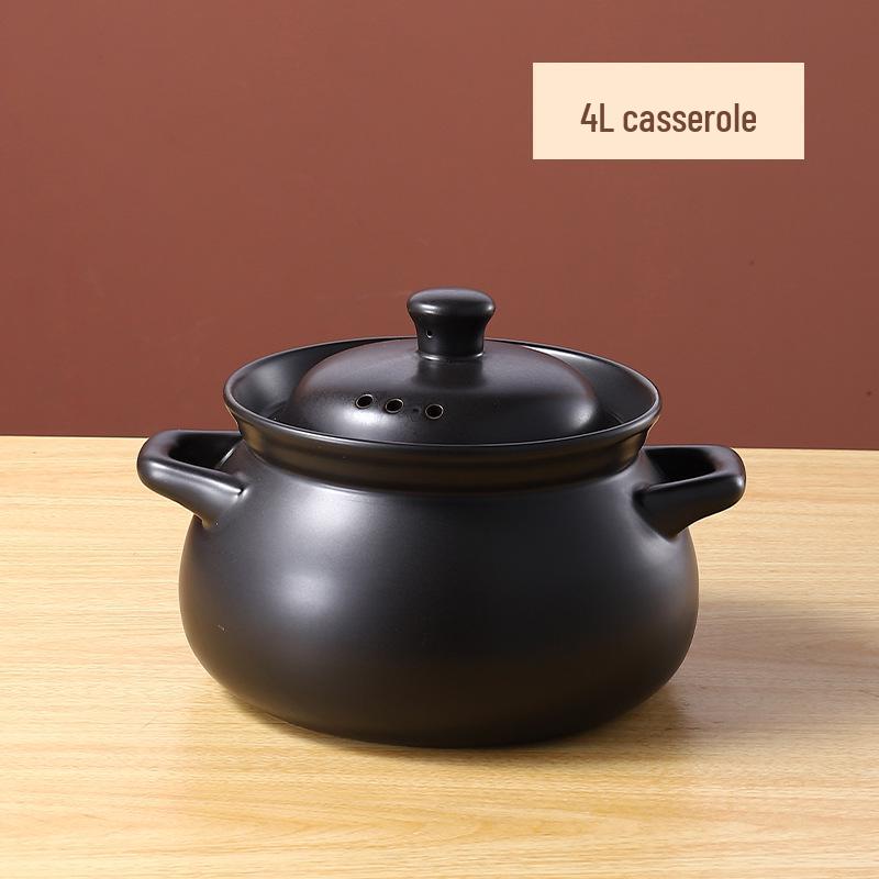 Tradiční hliněný kastrol - Odolný vysokým teplotám, Bezpečný pro otevřený oheň, Keramický hrnec na dušení a polévku pro domácí použití