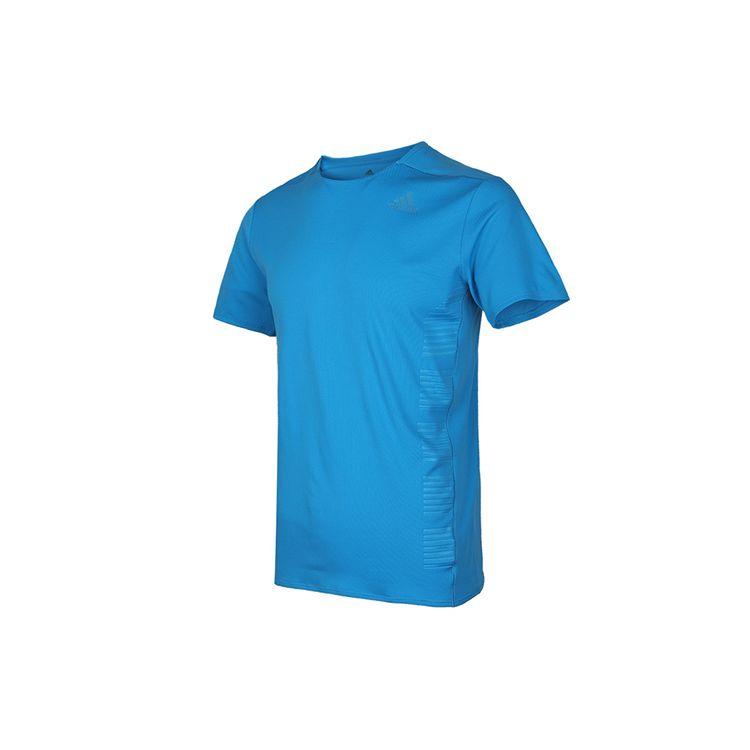 Adidas Running Sports Round Neck Short Sleeve T-Shirt Men Tops Aqua-Blue DQ1849