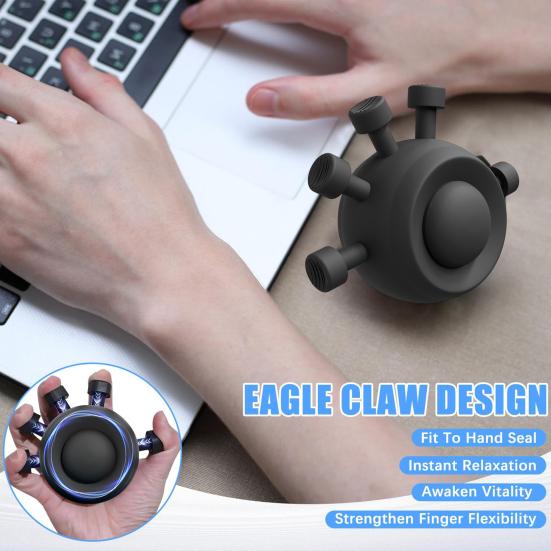 

Hand Grip Strengthener Five Finger Exerciser Ergonomic Grip Strength Trainer Arthritis Hand Therapy Rehabilitation Gripper Workout Equipment чорний