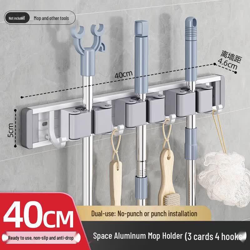 LIEI Punch-Free Suction Cup Mop & Broom Holder
