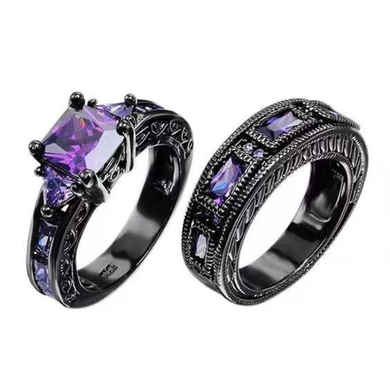 

Free sale, luxury and popular retro black and purple zircon ring, accessories gifts. 5 фиолетовый