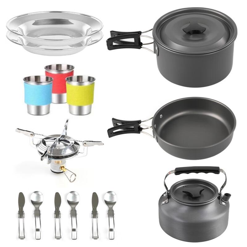 Hanlu 310 Camping Cookware Set with Plate Stove & Cutlery