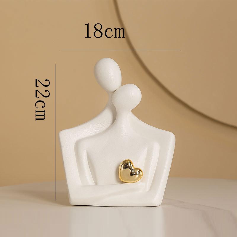 Abstract Art Figure Ceramic Ornament Black and White Couple Small Sculptures Living Room Ceramic Human Body Sculpture Handicraft