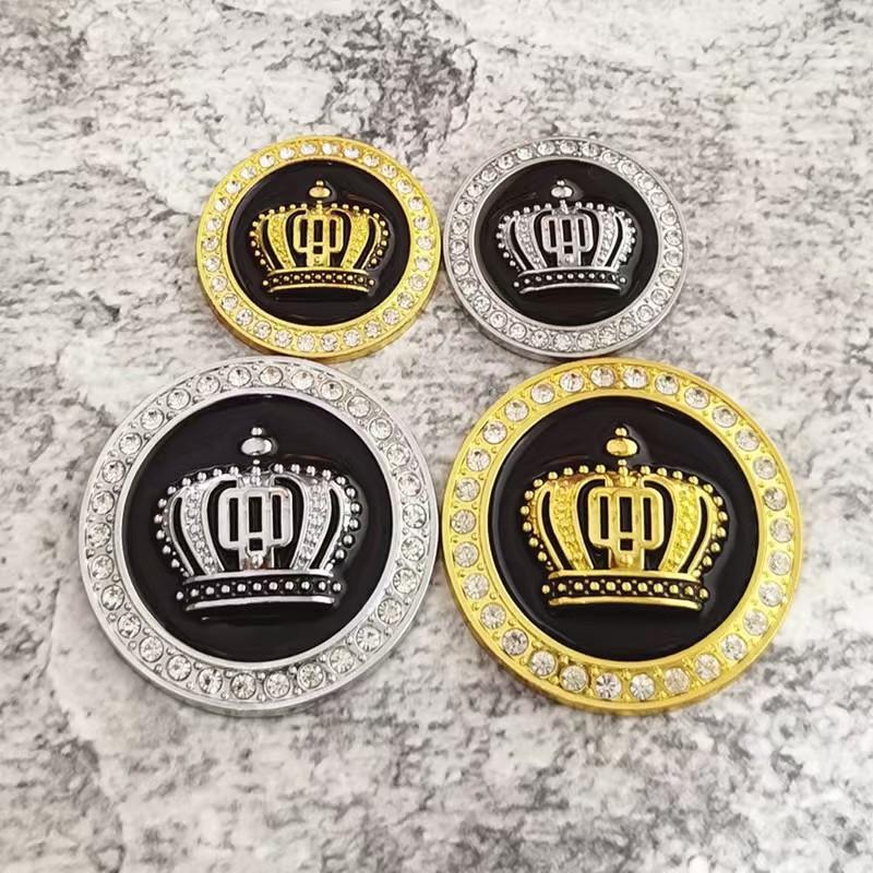 Car Modification Metal Crown Sticker 3D Inlaid Diamond Car Sticker Round Crown Car Body Side Sticker Tail Sticker