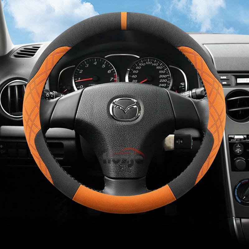 Suede Car Steering Wheel Cover for Mazda 2 3 6 CX5 CX90 CX30 CX60 2015 - 2024 2025 2026 Accessories