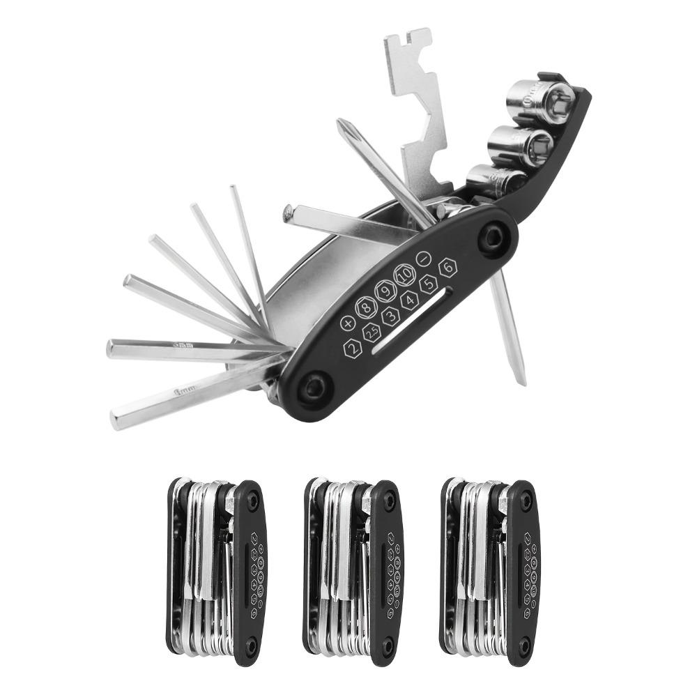 16 in 1 Portable Multi-Functional Bike Repair Tools for Bicycle Mountain Bike and Road Bike Bike Screwdriver Hex Key Set