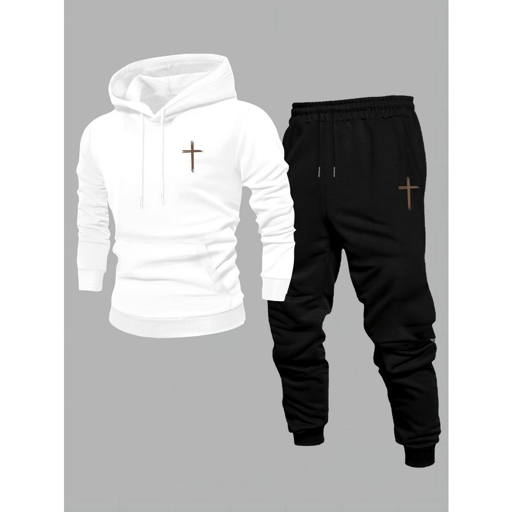 Men s Hooded Sweatshirt, Full Set of Autumn and Winter Style Clothing, Paired with Handsome Hooded Sweatshirt, American Men s High Street Print S