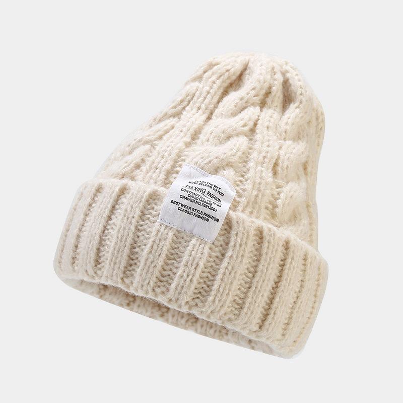 Simple Autumn and Winter Hat Big Head Circumference Knitted Wool Hat Loose Ins Face Small Twist Thickened Winter Warm Hat