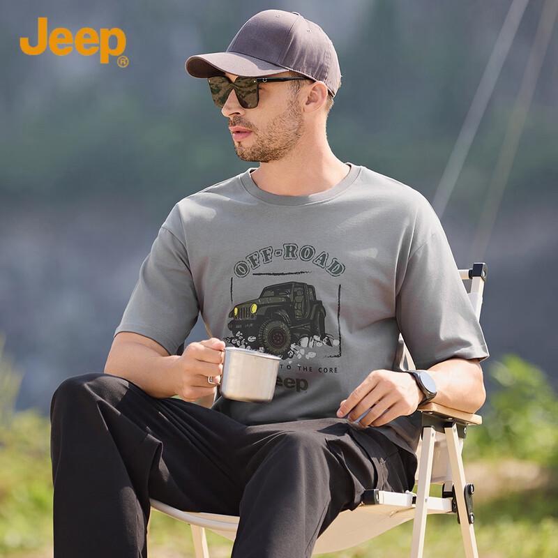 JEEP Men s Summer Loose Fit Cotton Short Sleeve T-Shirt 2XL