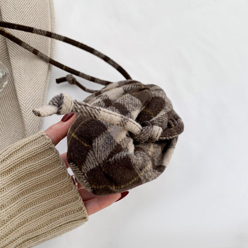 Geantă de umăr crossbody din lână carouri feminină mică și rafinată premium nouă toamnă