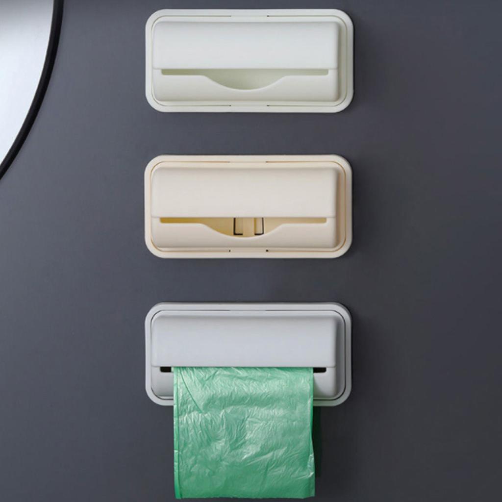 Wall Mounted Trash Bag Holder Plastic Drill Free Garbage Bag Dispenser for Home Kitchen Grey