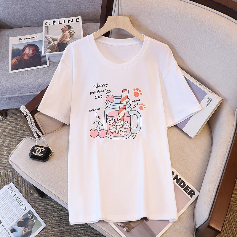 

Plus Size Women s Cartoon Print Slimming T-shirt - Summer Collection 3XL