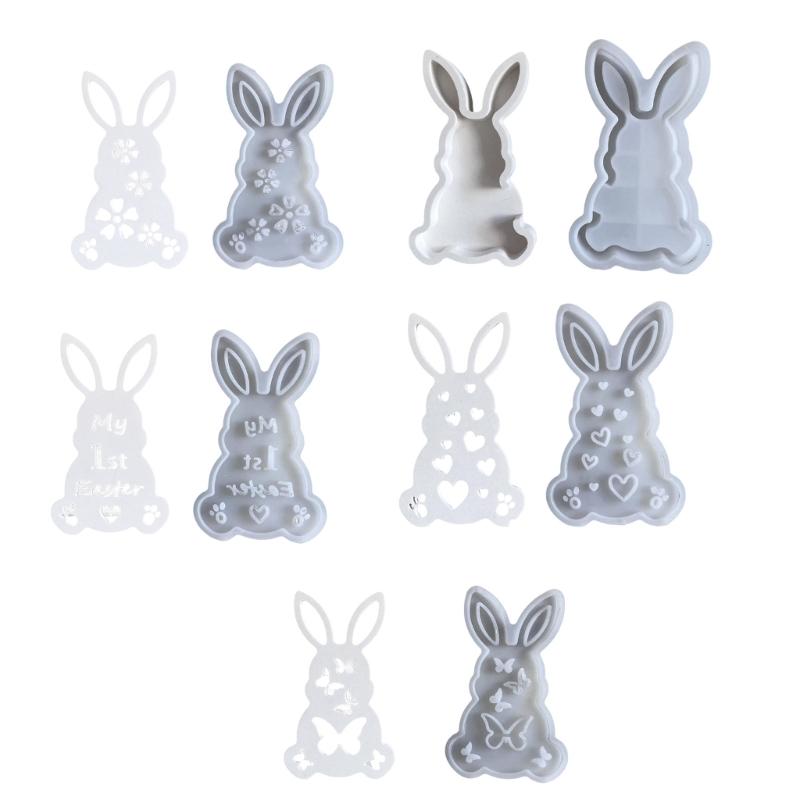 

Flexible Silicone Festival Home Decoration Mold Easter Rabbit Shaped Candlestick Mould Gypsum Mould for Atmosphere Light 1 чистий