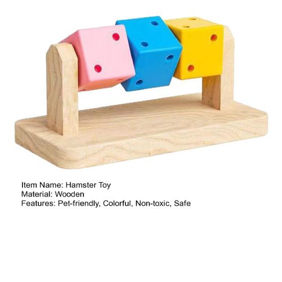 Hamster Enrichment Toy Wooden Painted Cubes Guinea Pig Chew Toy Pet Teeth Grinding Toy