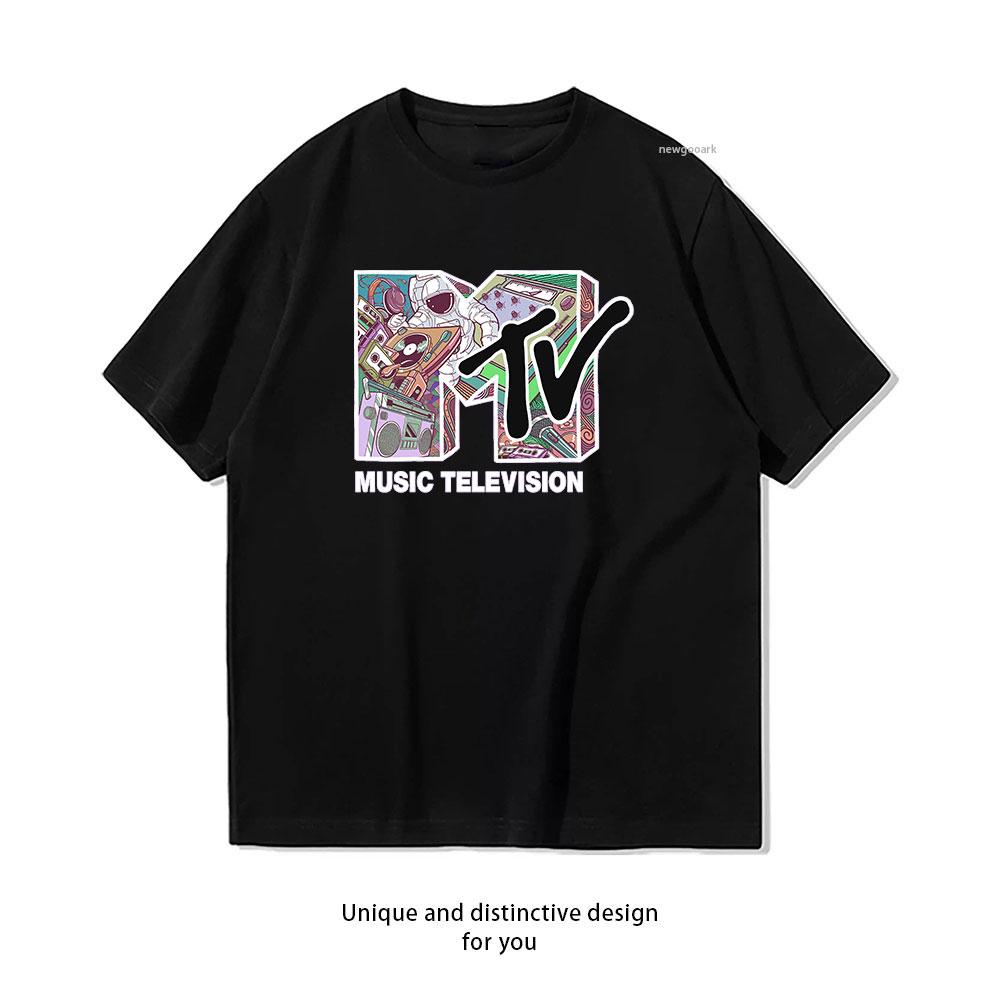 MTV Music Television Astronaut Collage Fill Classic TShirt Women Unisex Casual cotton printed t shirts streetwear Shortsleev S